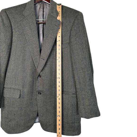 Huckberry Vintage 44L Harden Silk&Wool Houndstooth Blazer $450 Jacket Black Gray - Picture 9 of 10